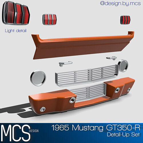 1965 Mustang GT350R Detail Up set 3D print model