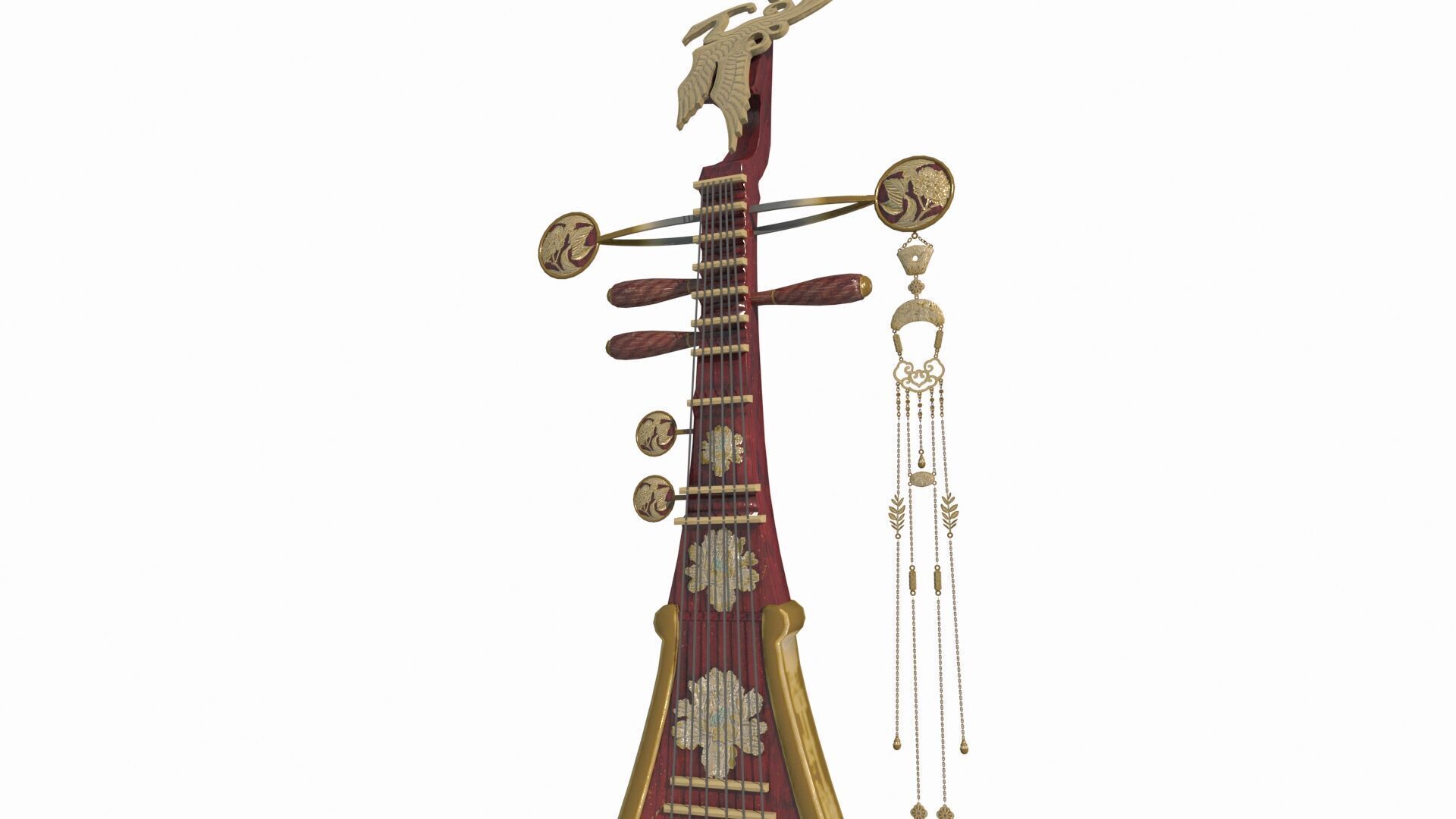 The ancient Asian musical instrument pipa 3D model_4