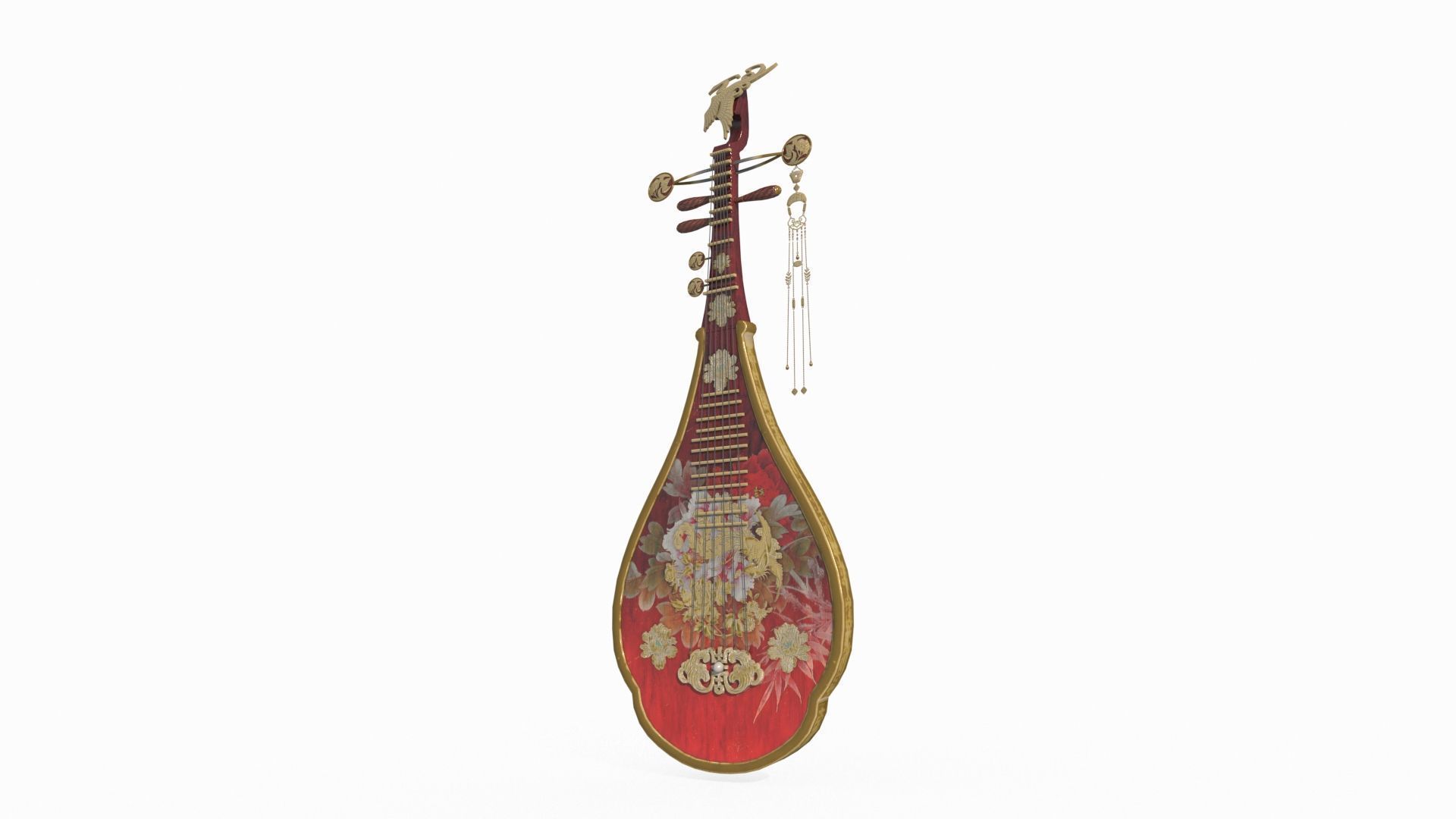 The ancient Asian musical instrument pipa 3D model_1