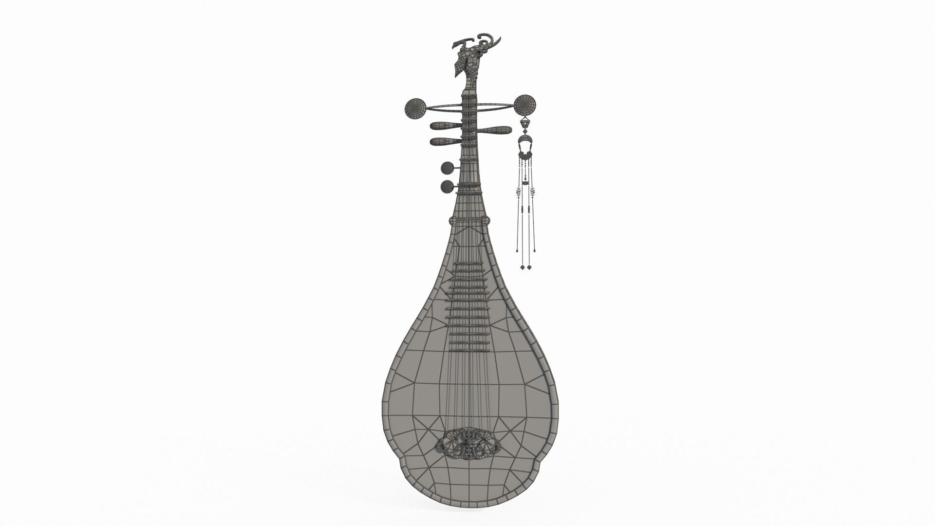 The ancient Asian musical instrument pipa 3D model_5