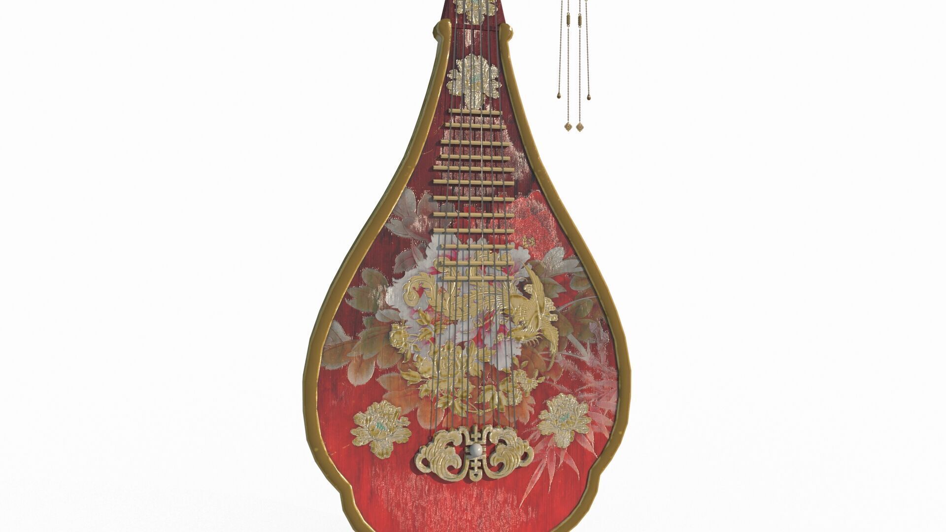 The ancient Asian musical instrument pipa 3D model_3