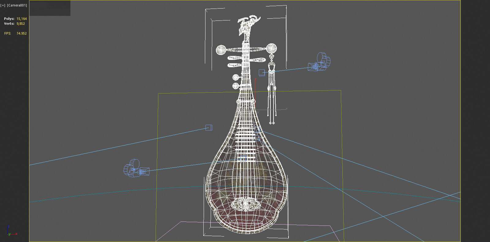 The ancient Asian musical instrument pipa 3D model_6