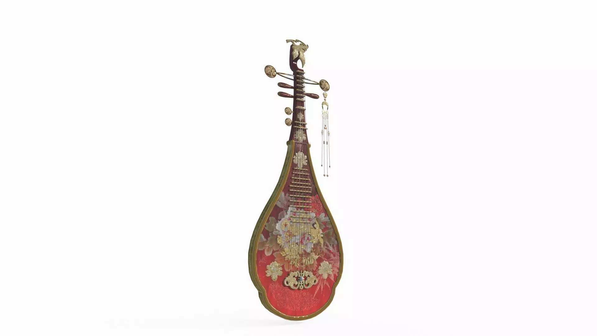 The ancient Asian musical instrument pipa 3D model_0