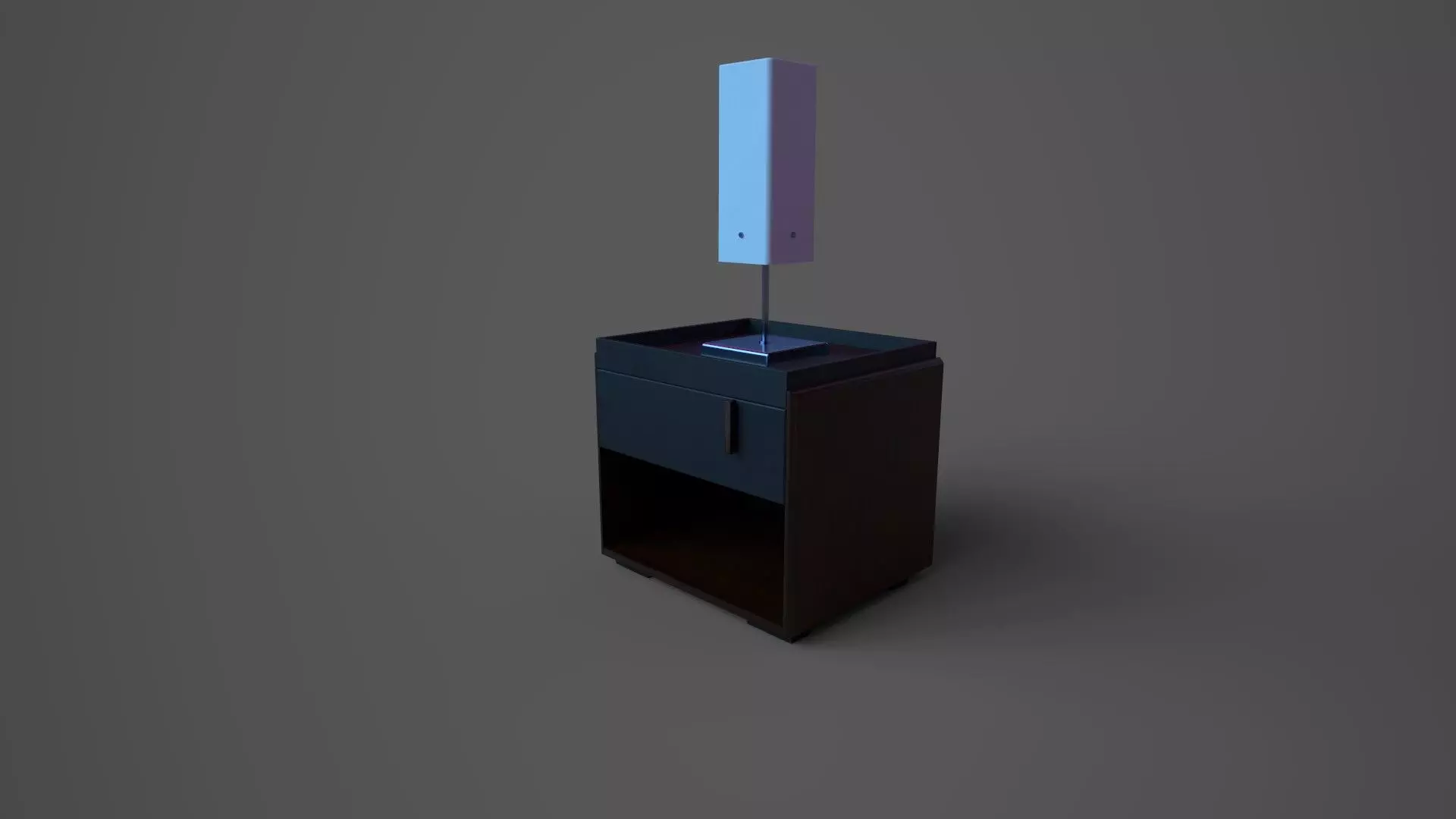 Nightstand with Bedside Lamp Low-poly 3D model_0