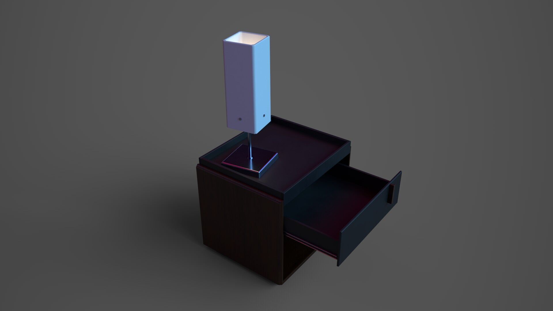 Nightstand with Bedside Lamp Low-poly 3D model_5