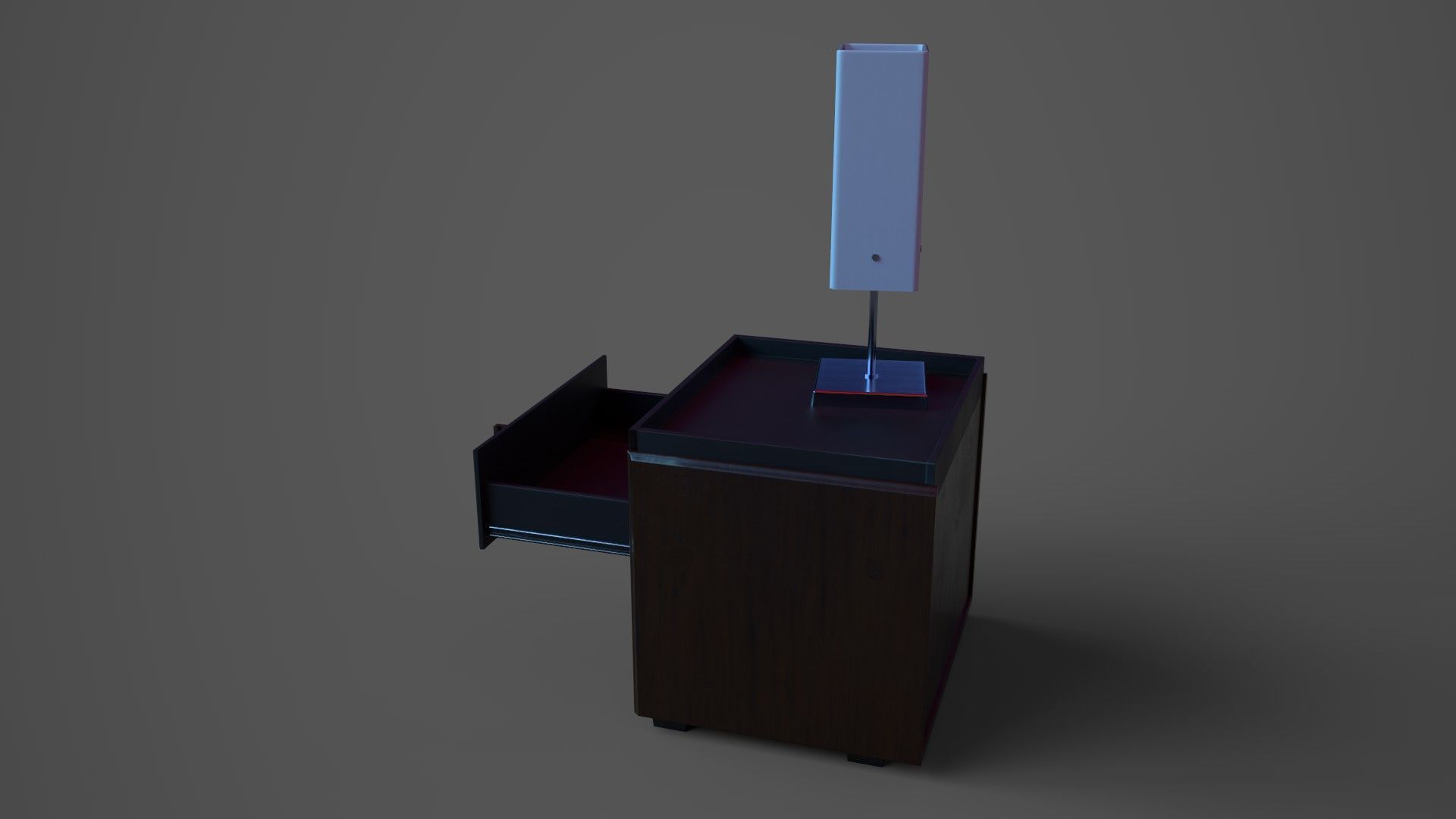 Nightstand with Bedside Lamp Low-poly 3D model_4