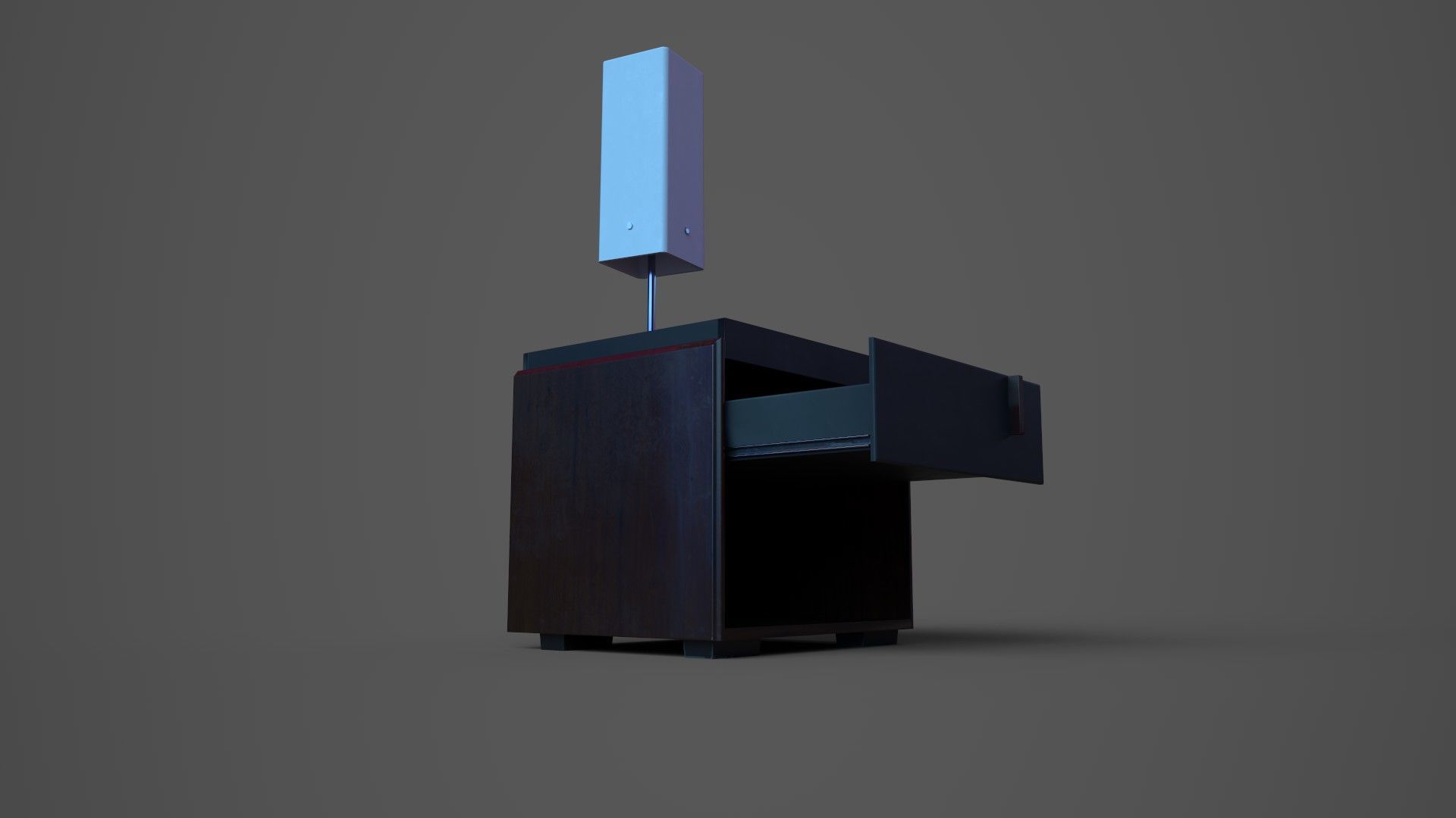 Nightstand with Bedside Lamp Low-poly 3D model_3