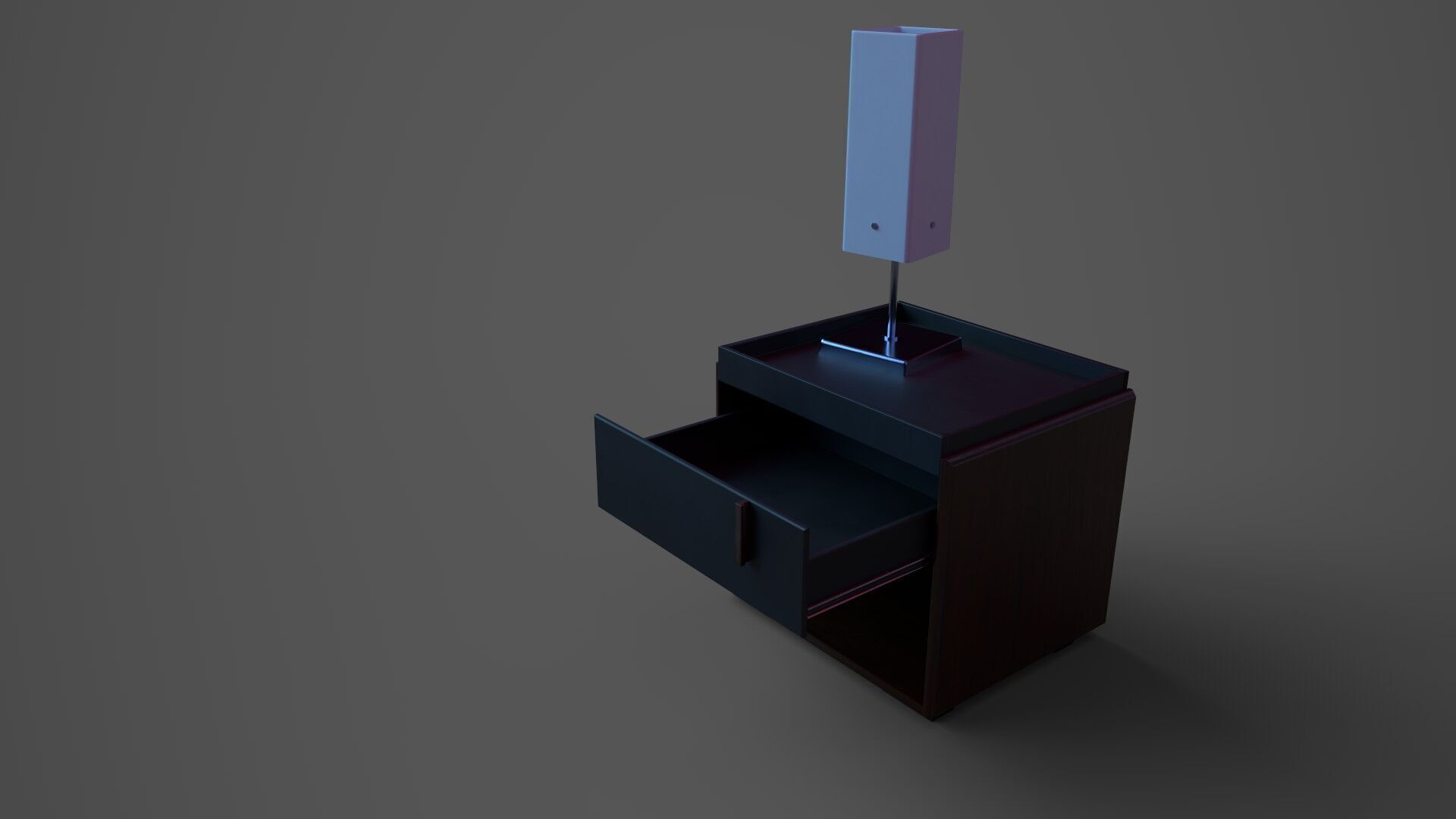 Nightstand with Bedside Lamp Low-poly 3D model_2