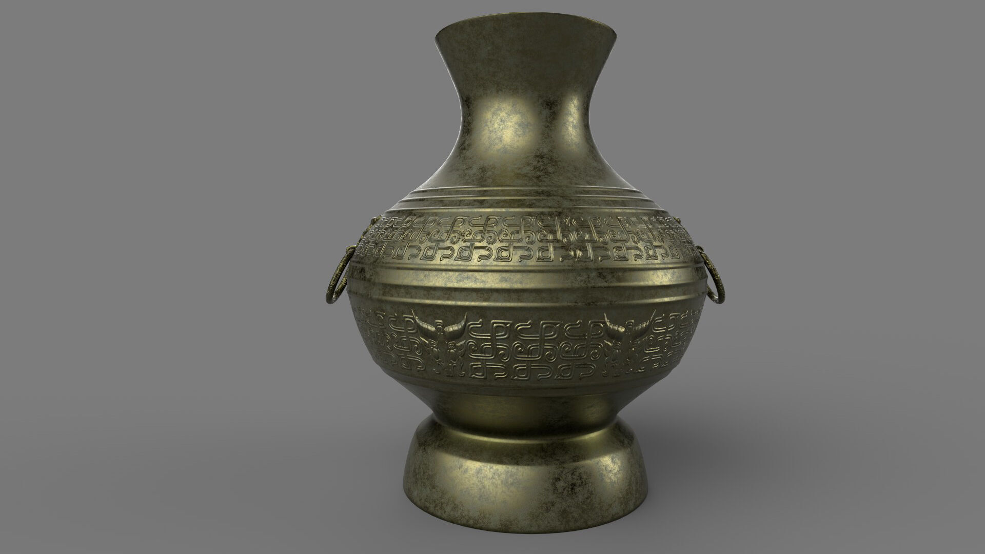 ancient bronze ware Low-poly 3D model_3