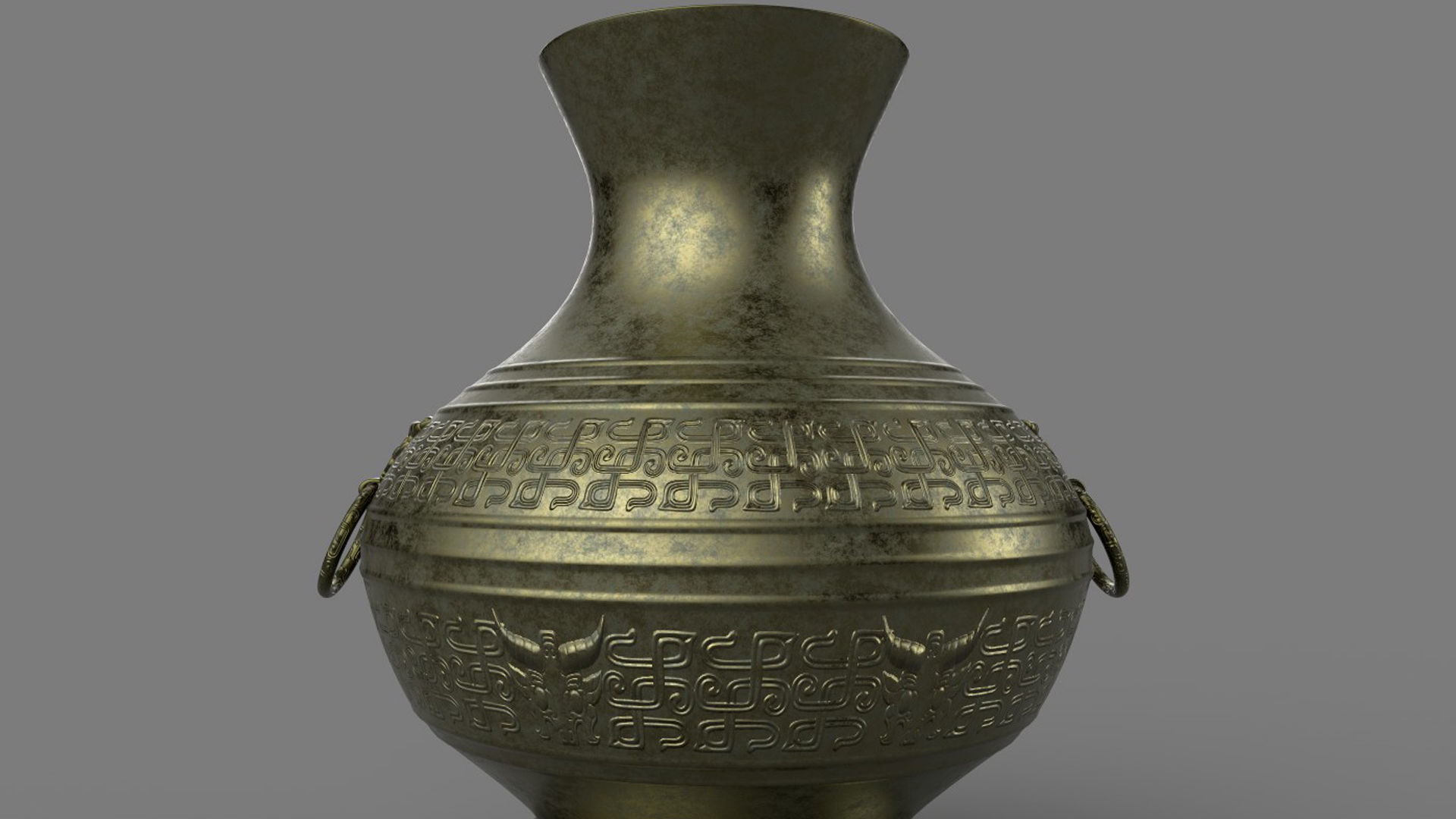 ancient bronze ware Low-poly 3D model_4