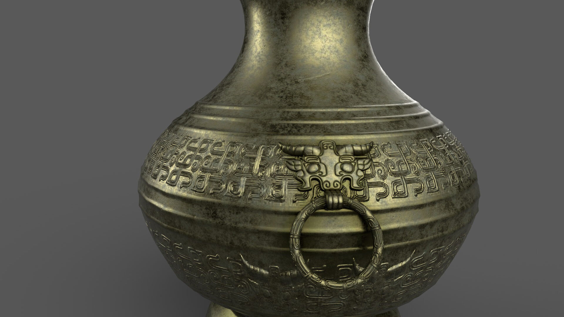 ancient bronze ware Low-poly 3D model_1
