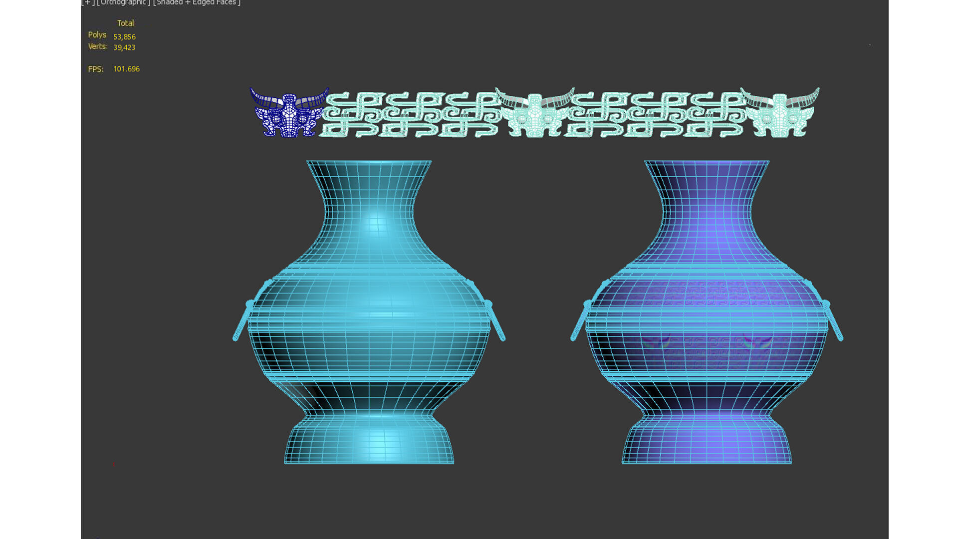 ancient bronze ware Low-poly 3D model_6