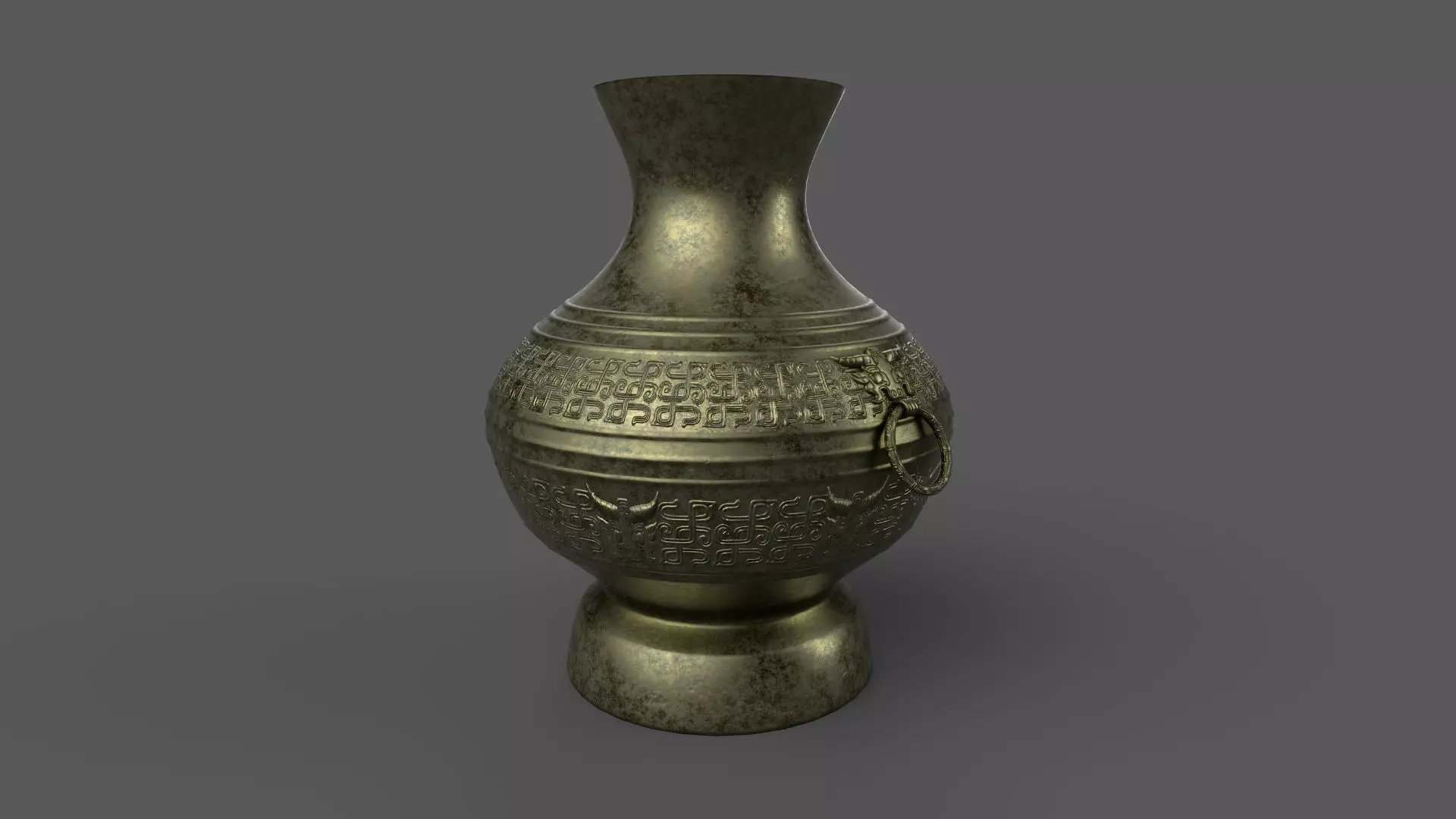 ancient bronze ware Low-poly 3D model_0