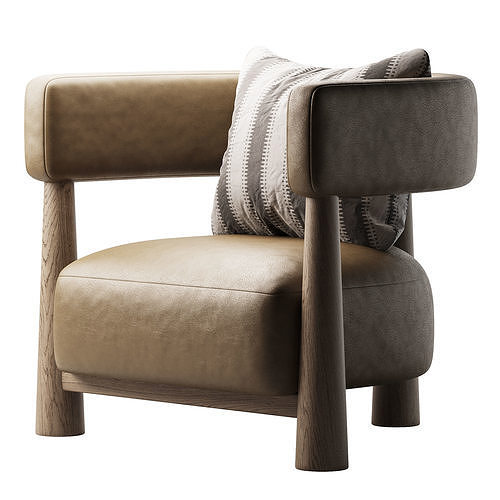 Contemporary Oair Italian Armchair 3D model 2