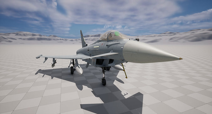 Rigged Eurofighter Typhoon Fighter Jet Low-poly 3D model