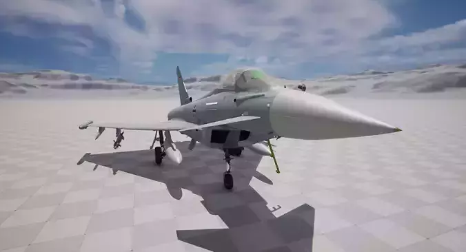 Rigged Eurofighter Typhoon Fighter Jet Low-poly 3D model