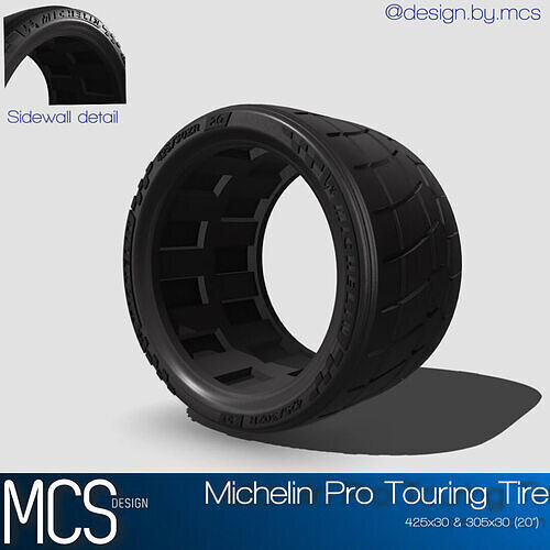 Pro Touring Tires 20 inch detailed sidewall x2 sizes 3D print model