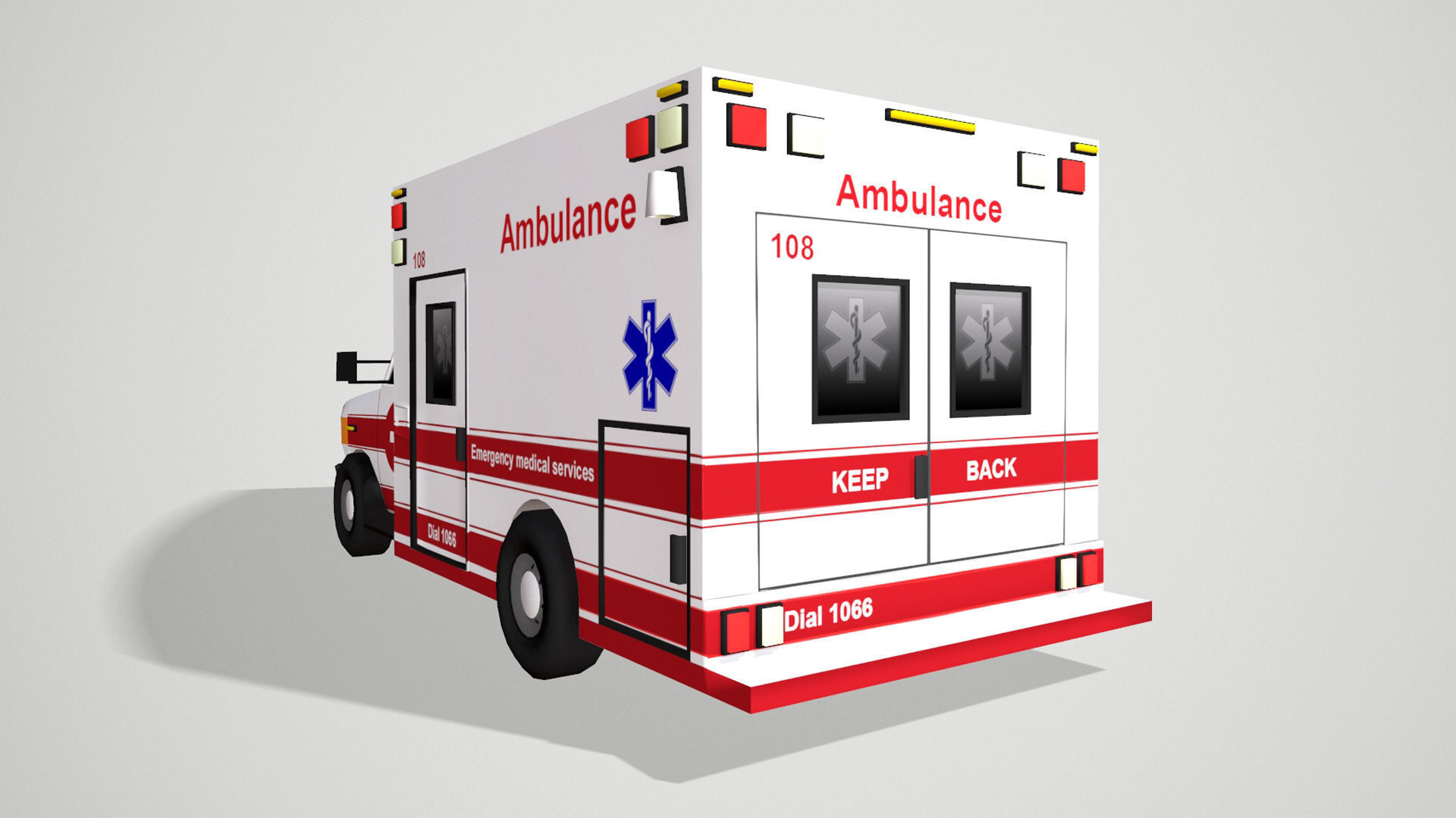 Ambulance 3d Low poly Model 3D model_3
