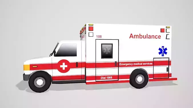 Ambulance 3d Low poly Model