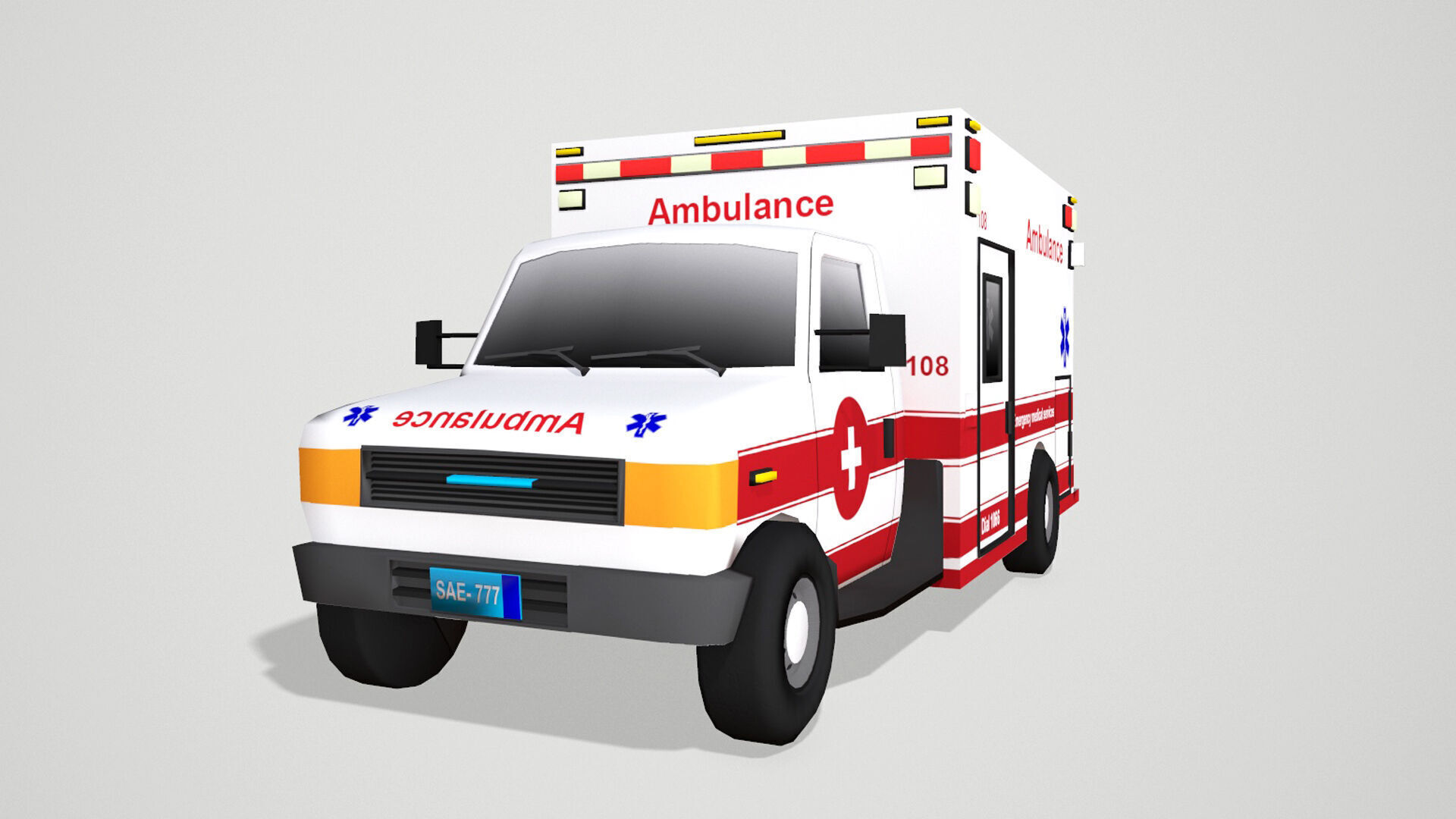 Ambulance 3d Low poly Model 3D model_2