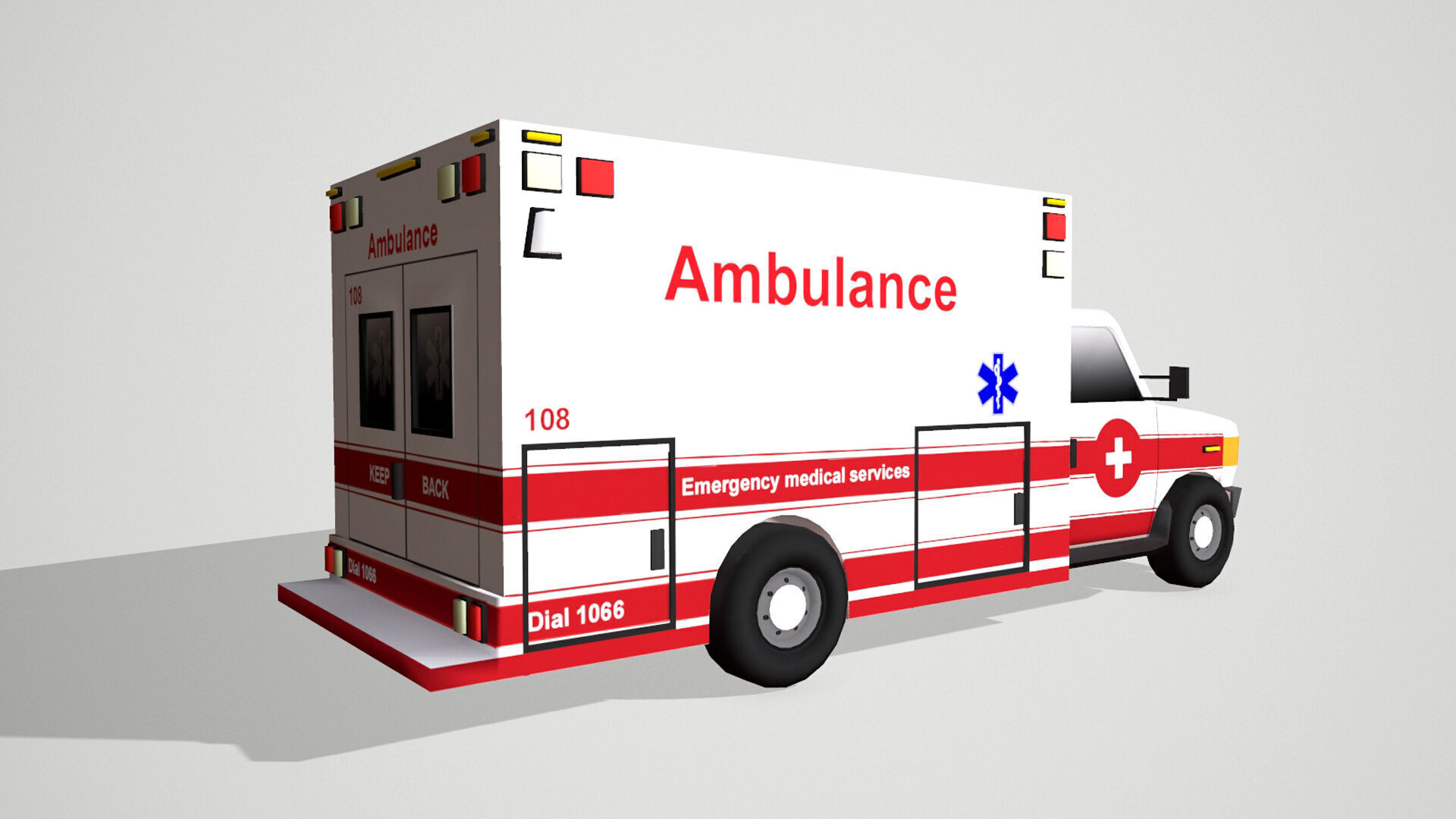Ambulance 3d Low poly Model 3D model_4
