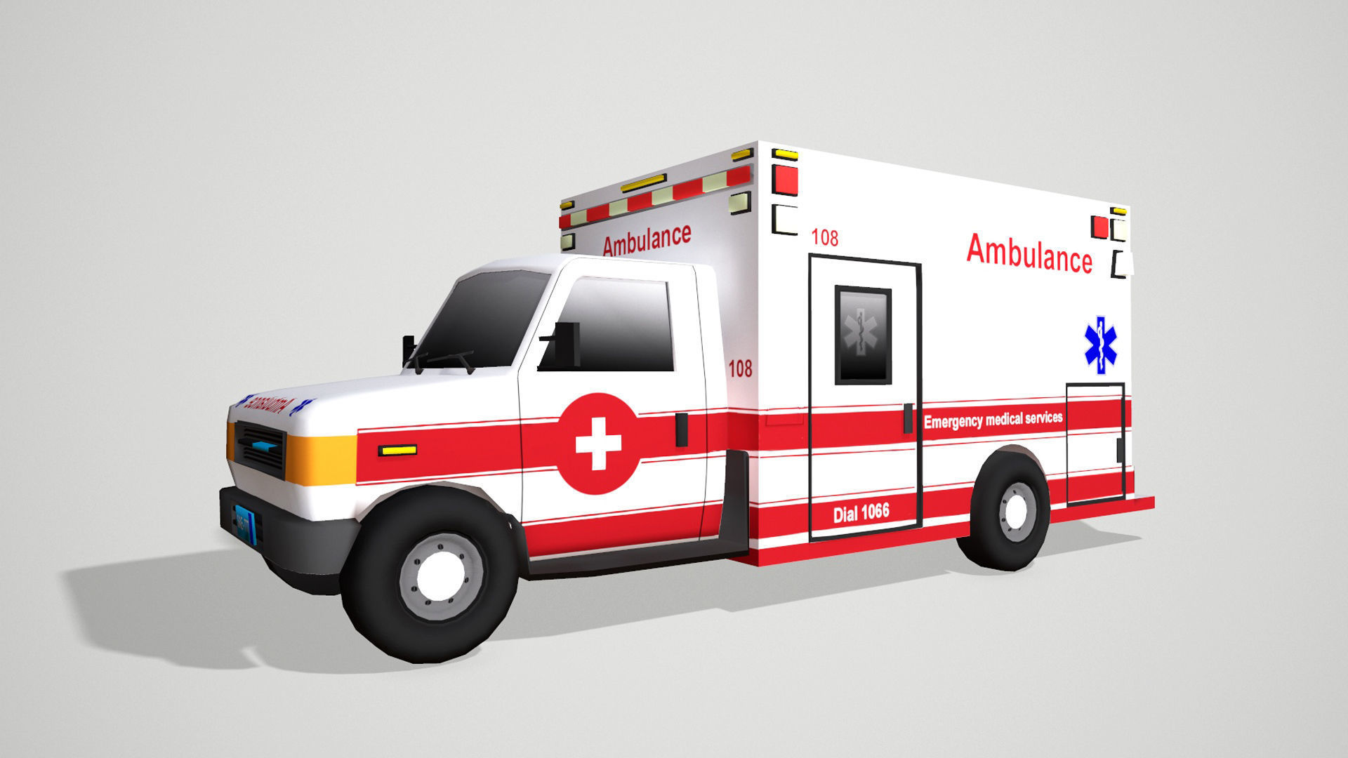 Ambulance 3d Low poly Model 3D model_1