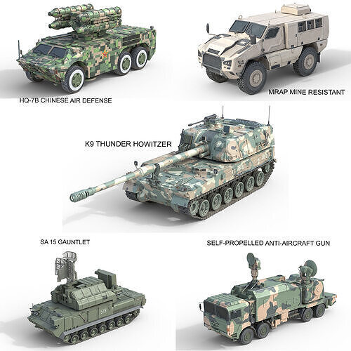 5 Military Vehicles Collection v40 Low-poly 3D model