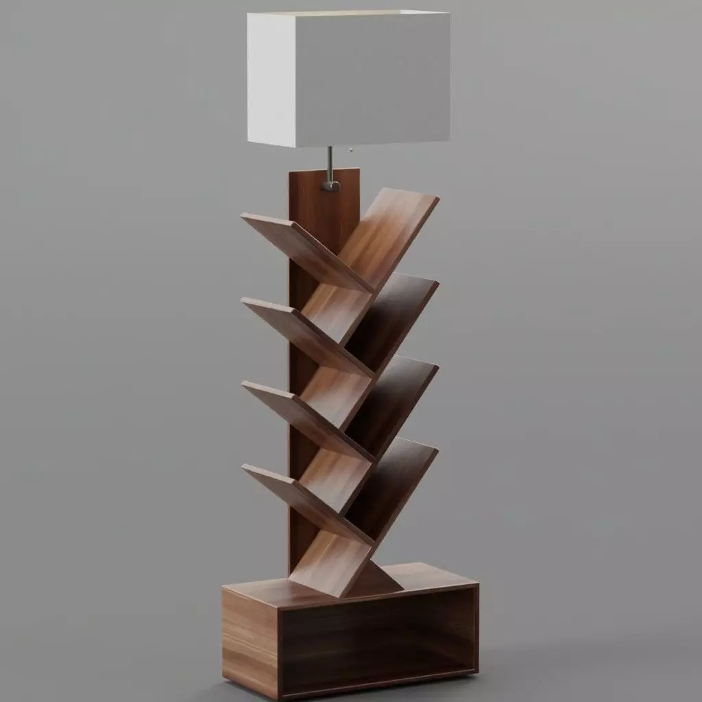6 Tier Tree Bookshelf with Light Free 3D model