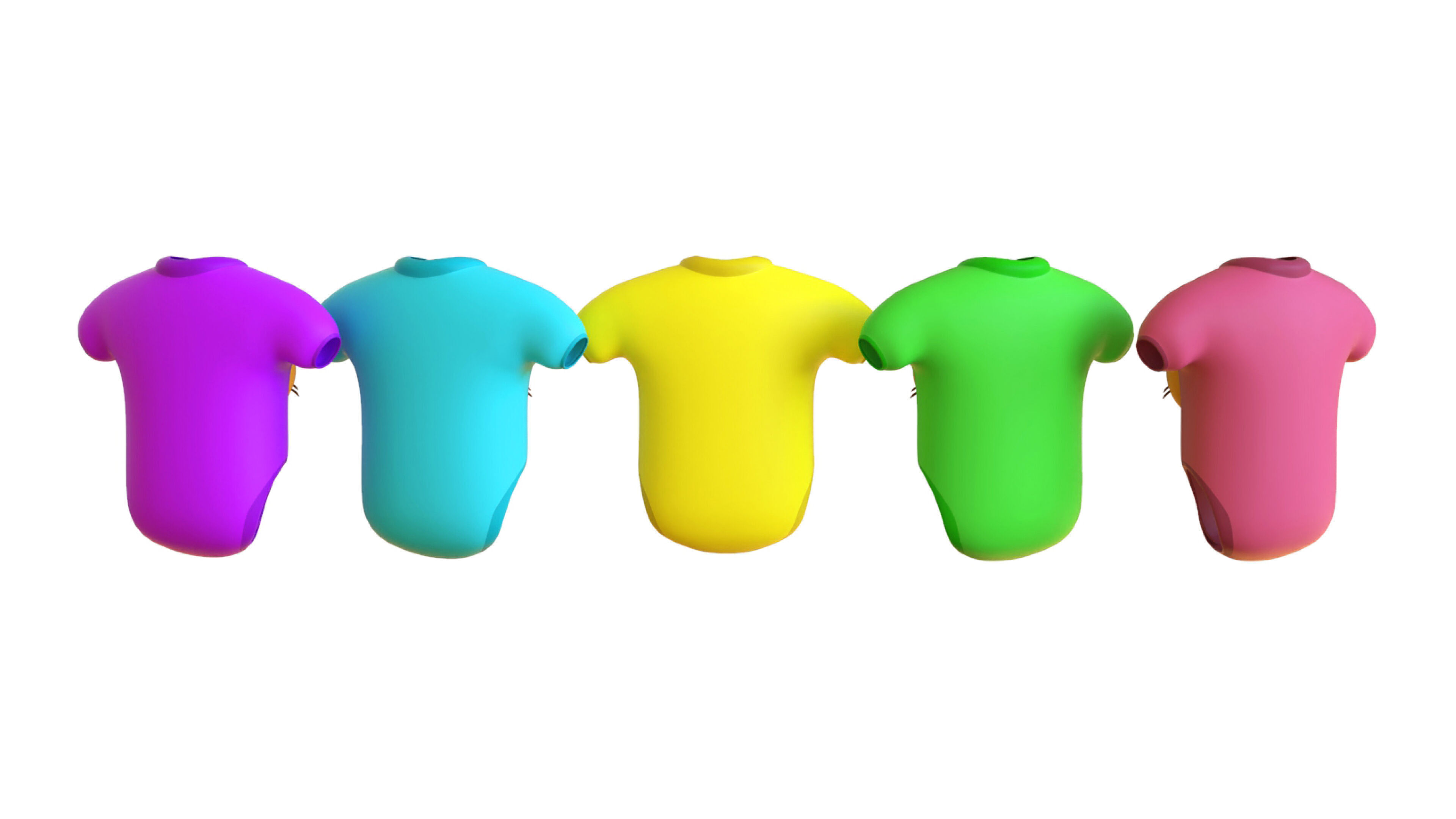 Cute Cat Baby Bodysuit 3D Models - Colorful Set  Low-poly 3D model_4