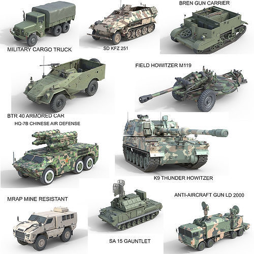 10 Military Vehicles Collection v20 Low-poly 3D model