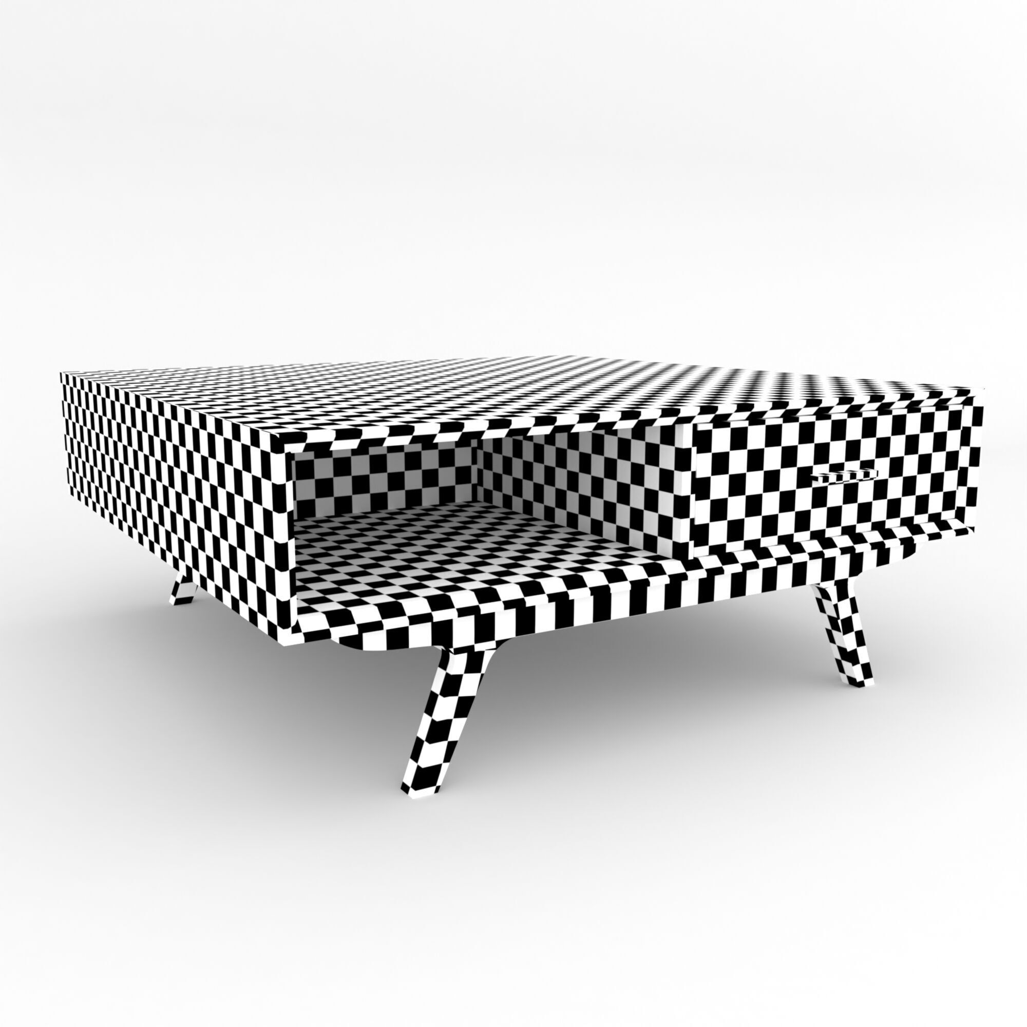 Mid-Century Modern Coffee Table Square Oslo Low-poly 3D model_6