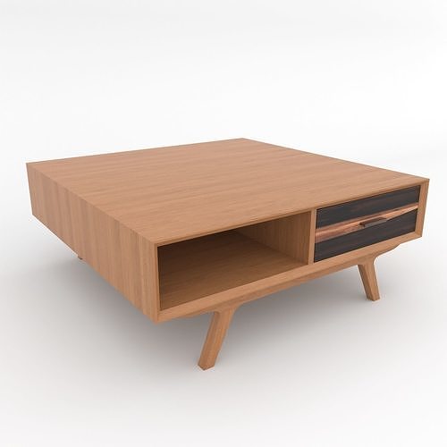 Mid-Century Modern Coffee Table Square Oslo Low-poly 3D model