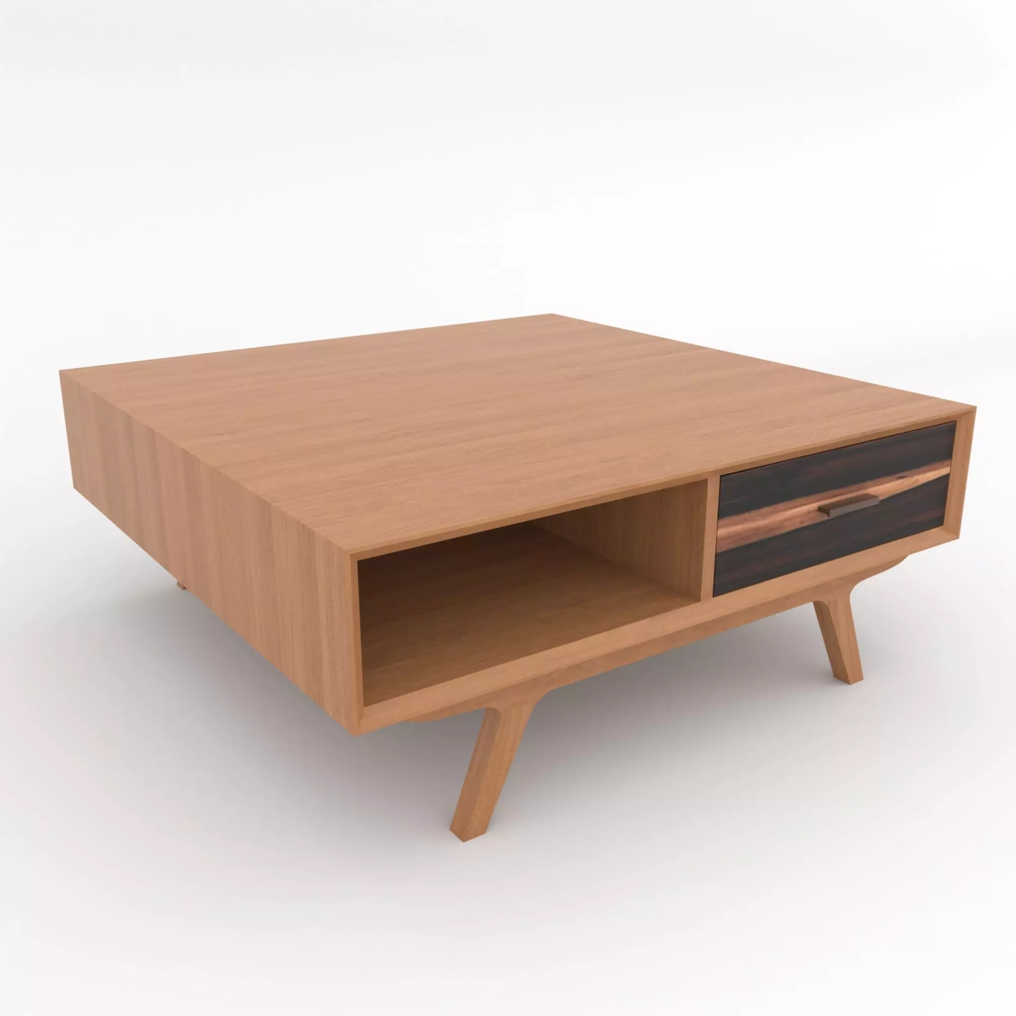 Mid-Century Modern Coffee Table Square Oslo Low-poly 3D model_0