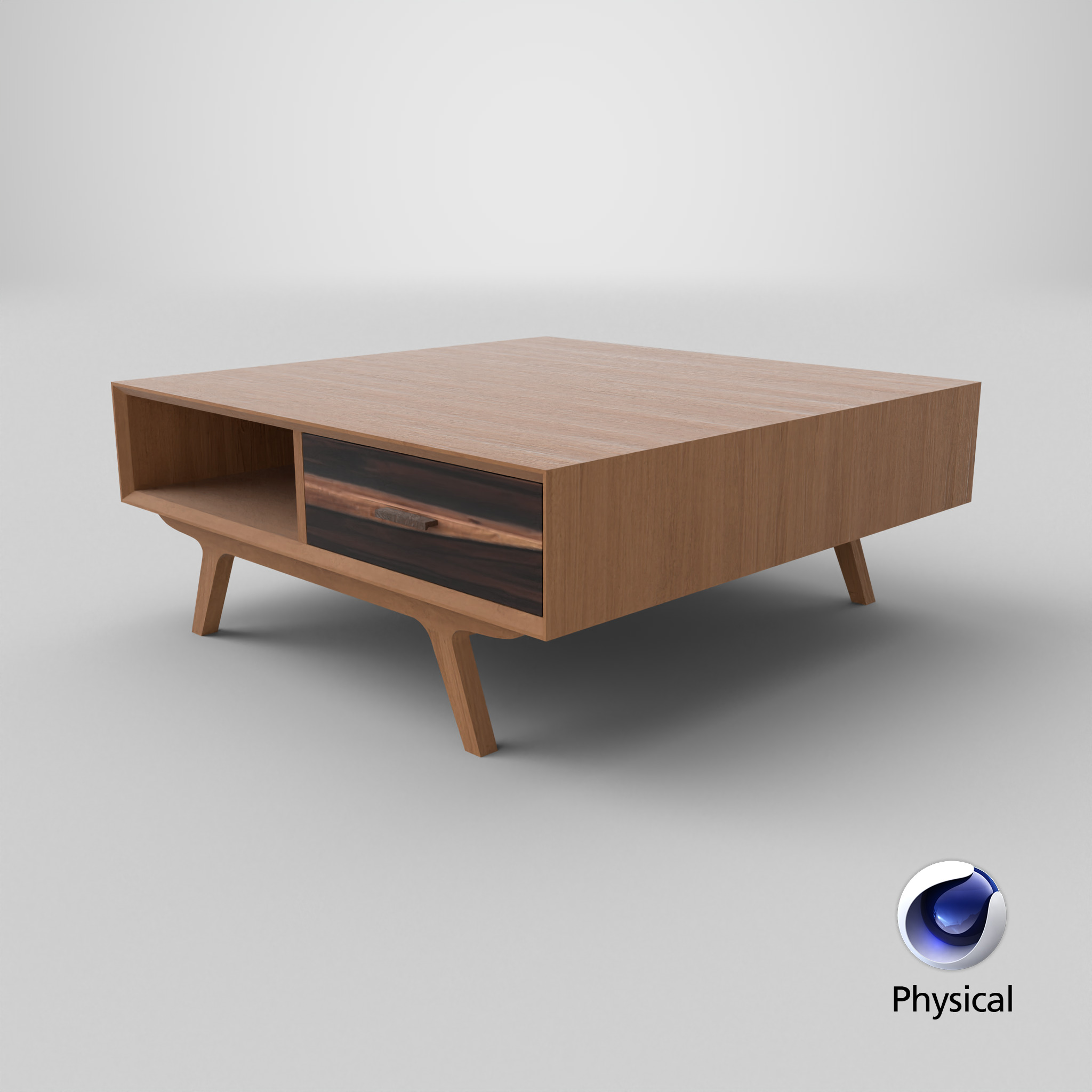 Mid-Century Modern Coffee Table Square Oslo Low-poly 3D model_11