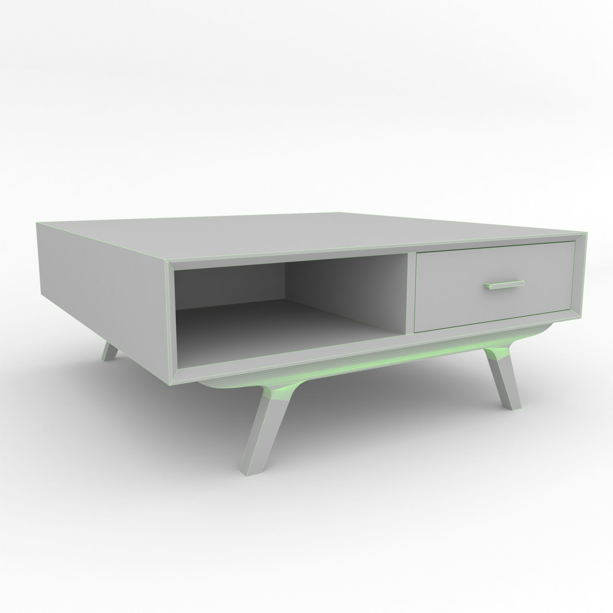 Mid-Century Modern Coffee Table Square Oslo Low-poly 3D model_8