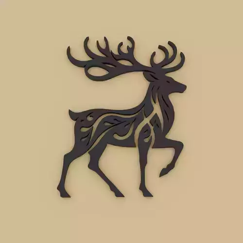 Elegant Deer Wall Art - 2D Layered Sculpture STL