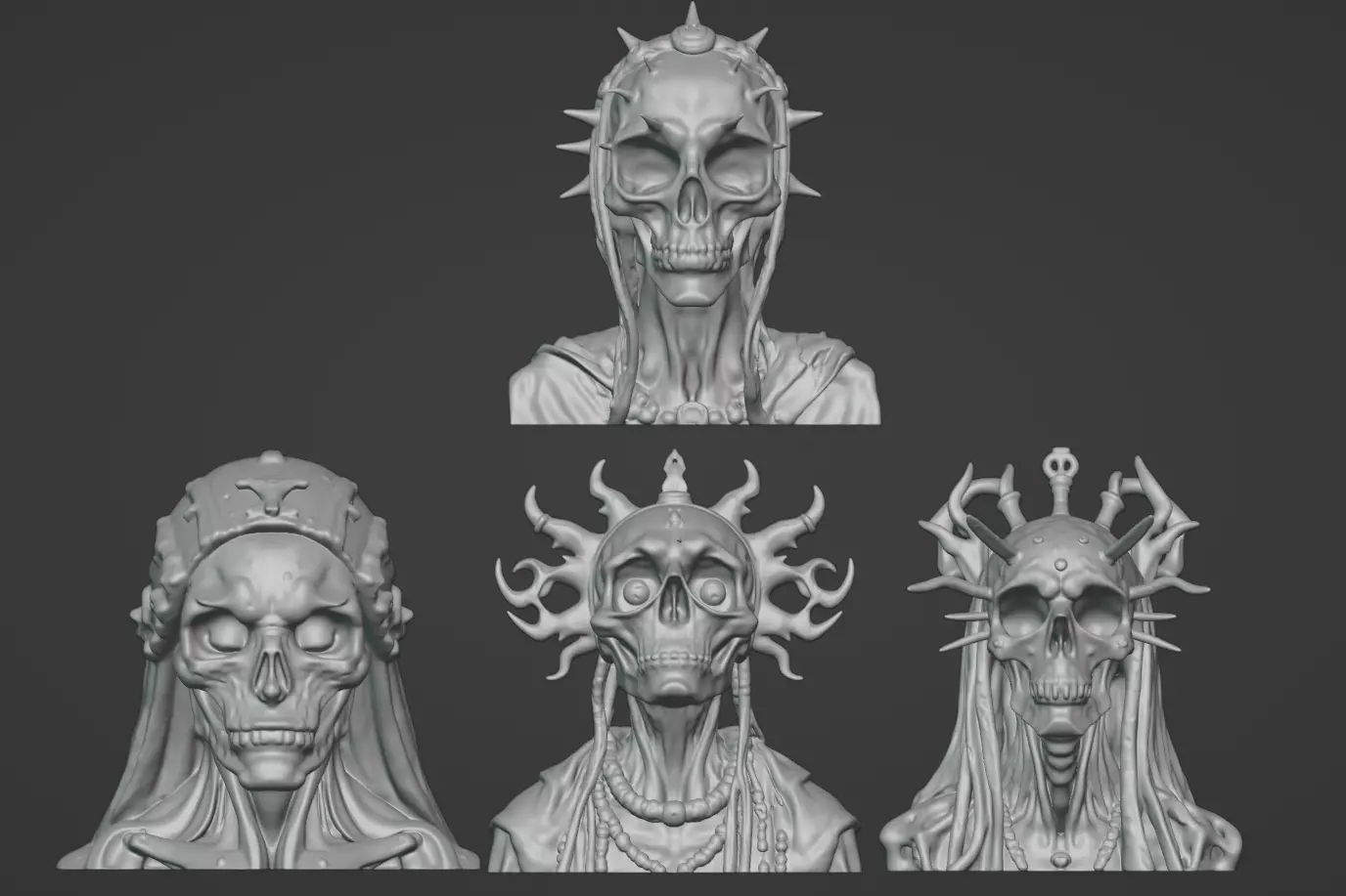 Ashra the Bone Seer bust 4 in 1 3D print model