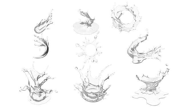 Water Splash Collection Low-poly 3D model