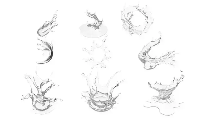 Water Splash Collection Low-poly 3D model