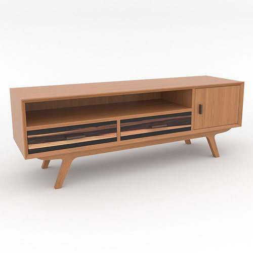 Mid-Century Modern TV Cabinet 140 Oslo Low-poly 3D model