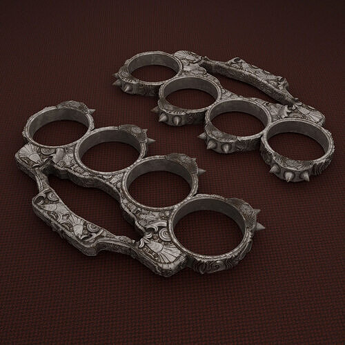 Silver Spiked Knuckles 3D model