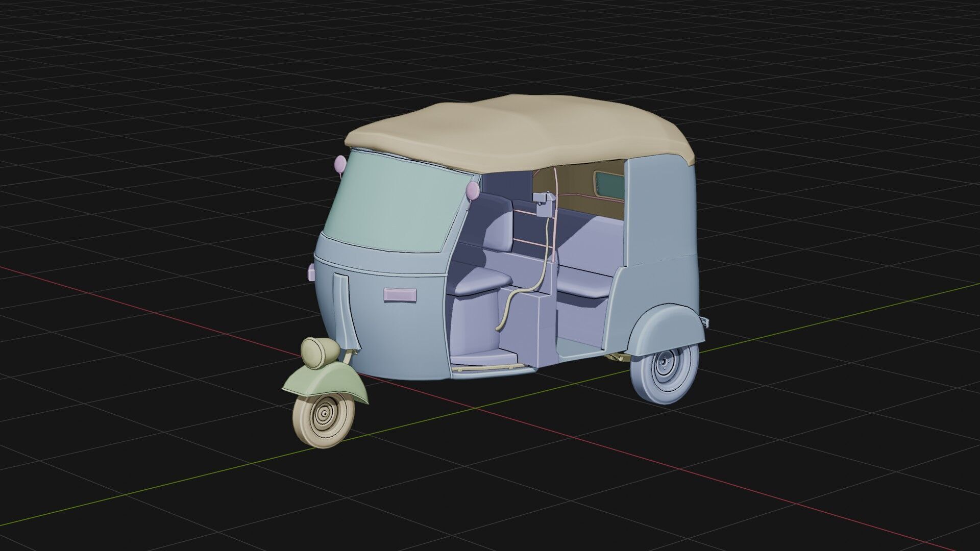 Auto Rickshaw Rigged 3D model_6
