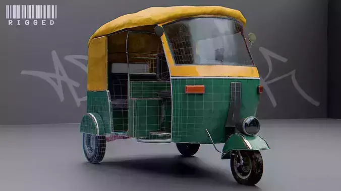 Auto Rickshaw Rigged 3D model