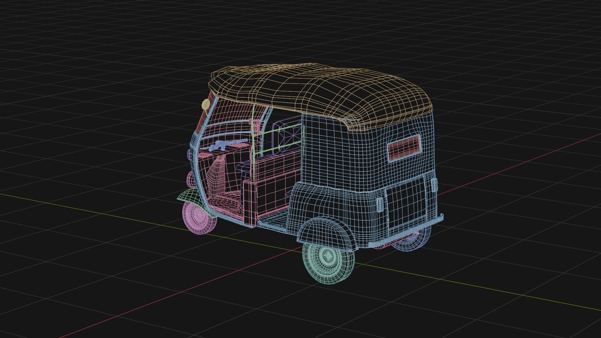 Auto Rickshaw Rigged 3D model_8