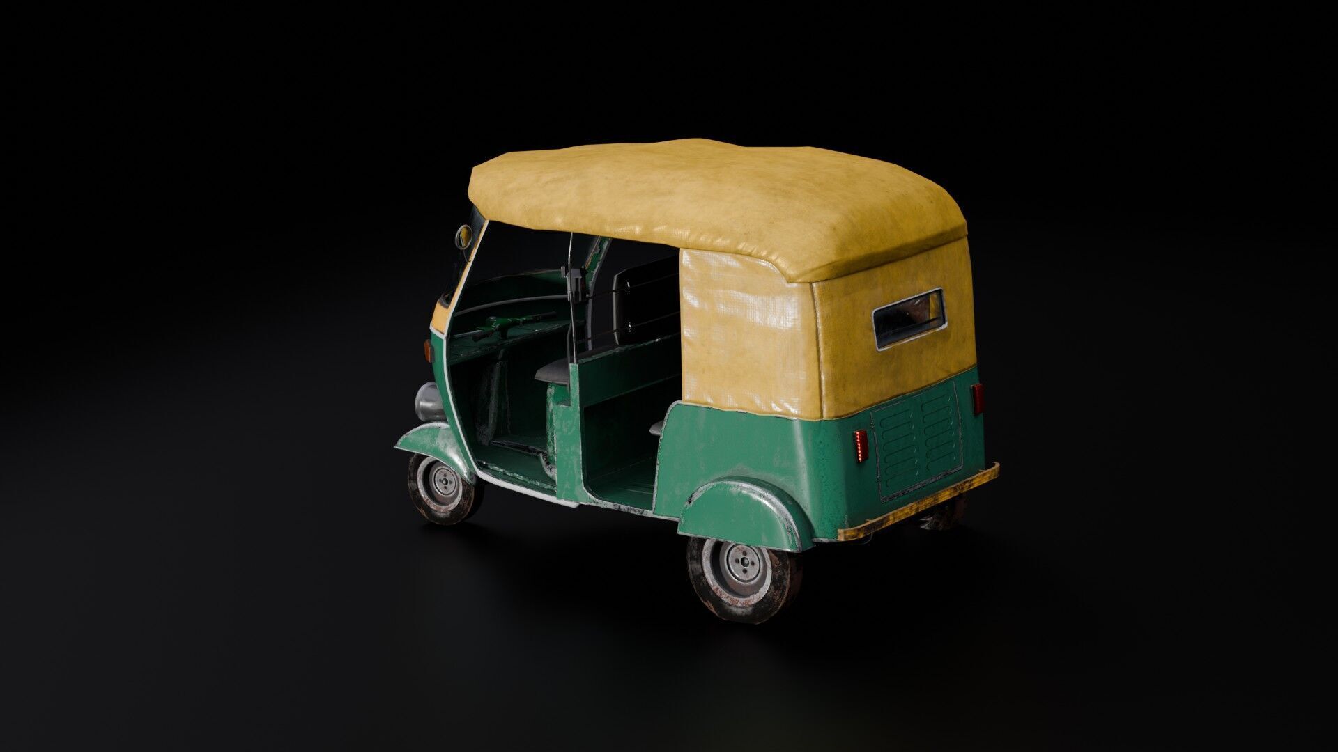 Auto Rickshaw Rigged 3D model_5