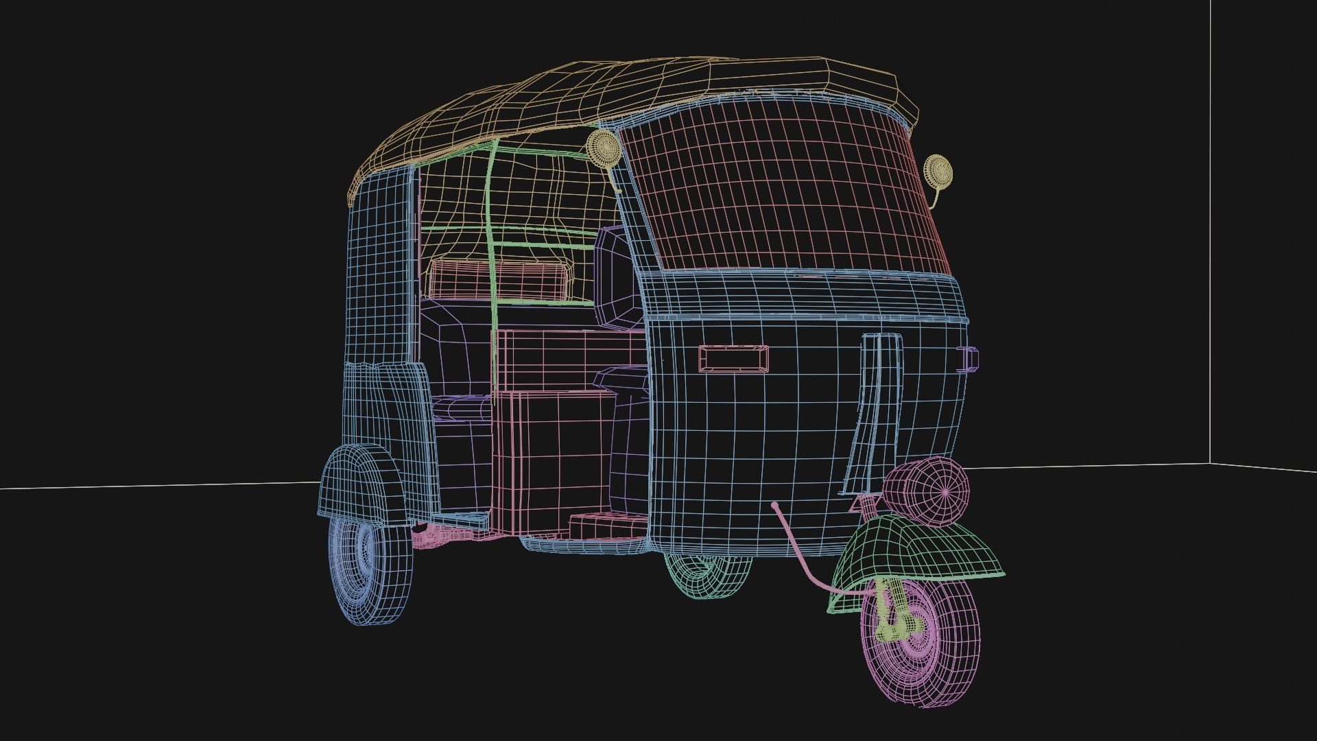 Auto Rickshaw Rigged 3D model_1