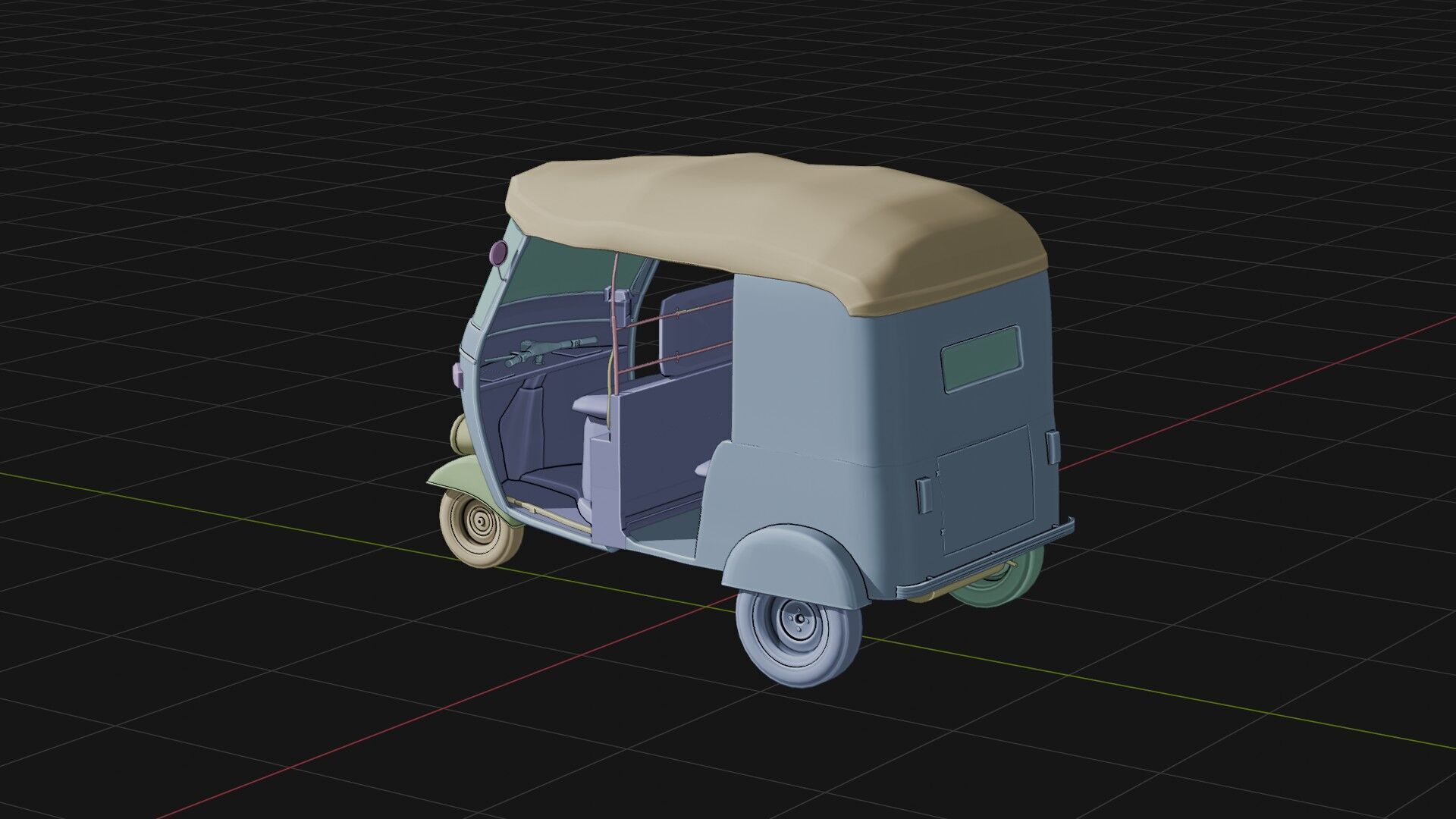 Auto Rickshaw Rigged 3D model_7