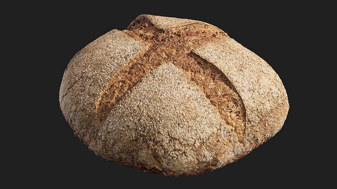 Round Rye Bread Low-poly 3D model