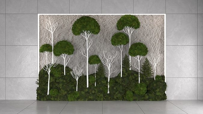 Moss tree wall decor Low-poly 3D model
