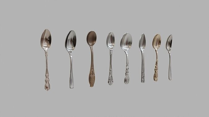 Spoons Collection Low-poly 3D model